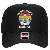 Funny Night Shift Nurse Skeleton Halloween RN Nurses Women High Crown Mesh Back Trucker Hat