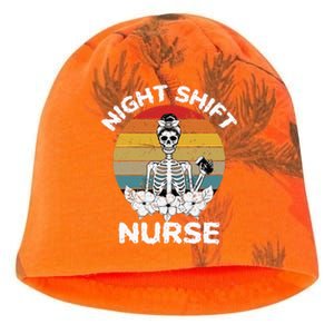 Funny Night Shift Nurse Skeleton Halloween RN Nurses Women Kati - Camo Knit Beanie