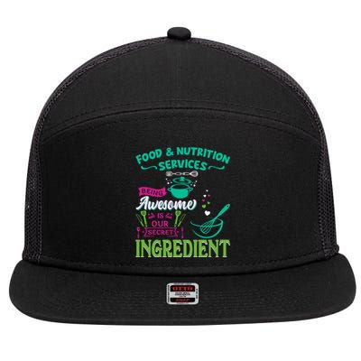 Food & Nutrition Services Being Awesome Lunch Lady 7 Panel Mesh Trucker Snapback Hat