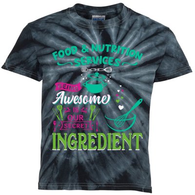 Food & Nutrition Services Being Awesome Lunch Lady Kids Tie-Dye T-Shirt