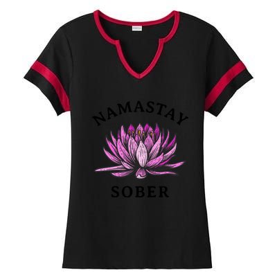 Funny Namastay Sober Na Aa 12 Step Recovery Funny Gift Funny Gift Ladies Halftime Notch Neck Tee