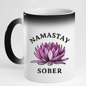 Funny Namastay Sober Na Aa 12 Step Recovery Funny Gift Funny Gift 11oz Black Color Changing Mug