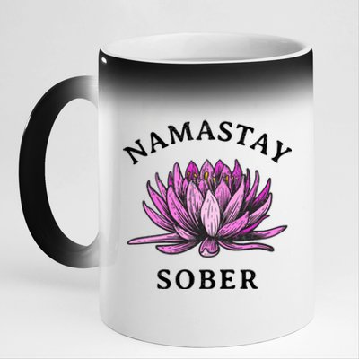 Funny Namastay Sober Na Aa 12 Step Recovery Funny Gift Funny Gift 11oz Black Color Changing Mug