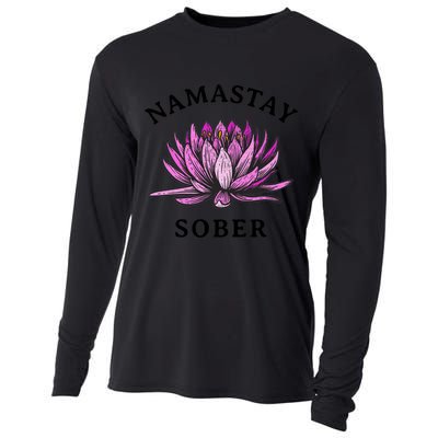 Funny Namastay Sober Na Aa 12 Step Recovery Funny Gift Funny Gift Cooling Performance Long Sleeve Crew