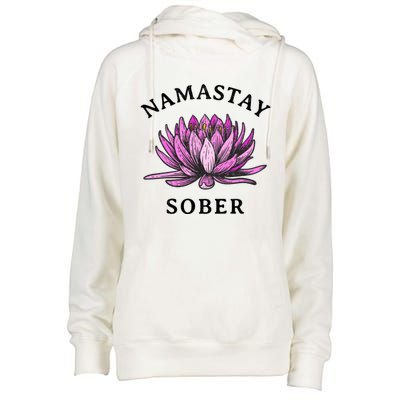 Funny Namastay Sober Na Aa 12 Step Recovery Funny Gift Funny Gift Womens Funnel Neck Pullover Hood