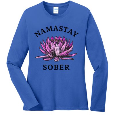 Funny Namastay Sober Na Aa 12 Step Recovery Funny Gift Funny Gift Ladies Long Sleeve Shirt