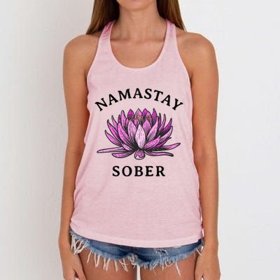 Funny Namastay Sober Na Aa 12 Step Recovery Funny Gift Funny Gift Women's Knotted Racerback Tank