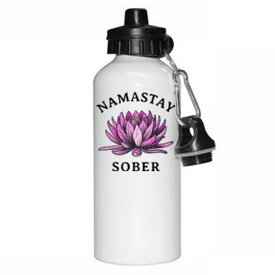 Funny Namastay Sober Na Aa 12 Step Recovery Funny Gift Funny Gift Aluminum Water Bottle