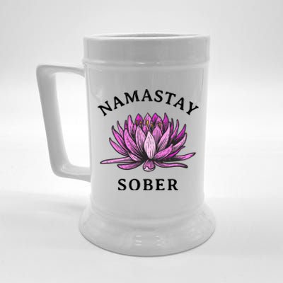 Funny Namastay Sober Na Aa 12 Step Recovery Funny Gift Funny Gift Beer Stein