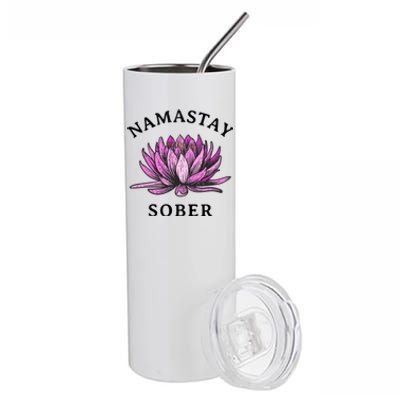 Funny Namastay Sober Na Aa 12 Step Recovery Funny Gift Funny Gift Stainless Steel Tumbler