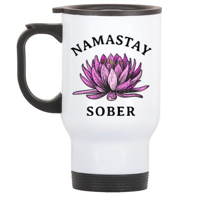 Funny Namastay Sober Na Aa 12 Step Recovery Funny Gift Funny Gift Stainless Steel Travel Mug