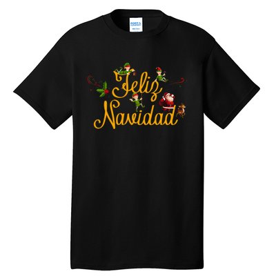 Feliz Navidad Spanish Christmas Elves Santa Tall T-Shirt