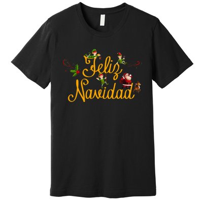 Feliz Navidad Spanish Christmas Elves Santa Premium T-Shirt