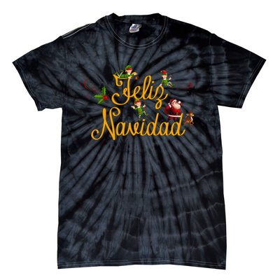 Feliz Navidad Spanish Christmas Elves Santa Tie-Dye T-Shirt