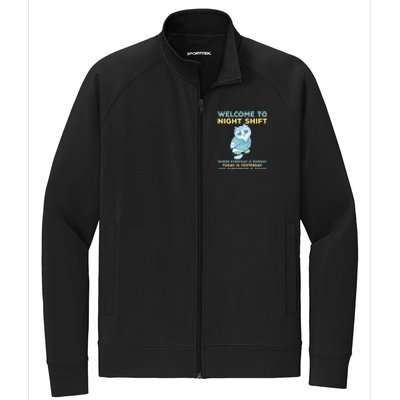 Funny Night Shift Quote Owl Graveyard Shift Cute Gift Stretch Full-Zip Cadet Jacket