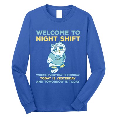 Funny Night Shift Quote Owl Graveyard Shift Cute Gift Long Sleeve Shirt