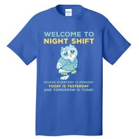 Funny Night Shift Quote Owl Graveyard Shift Cute Gift Tall T-Shirt