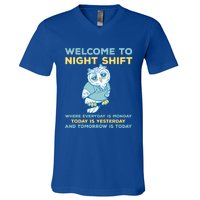 Funny Night Shift Quote Owl Graveyard Shift Cute Gift V-Neck T-Shirt