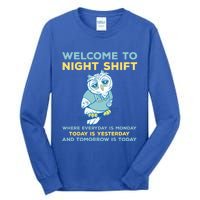 Funny Night Shift Quote Owl Graveyard Shift Cute Gift Tall Long Sleeve T-Shirt