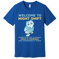 Funny Night Shift Quote Owl Graveyard Shift Cute Gift Premium T-Shirt