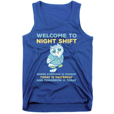 Funny Night Shift Quote Owl Graveyard Shift Cute Gift Tank Top