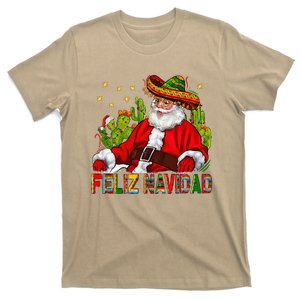 Feliz Navidad Santa With Cactus Mexican Santa Christmas T-Shirt