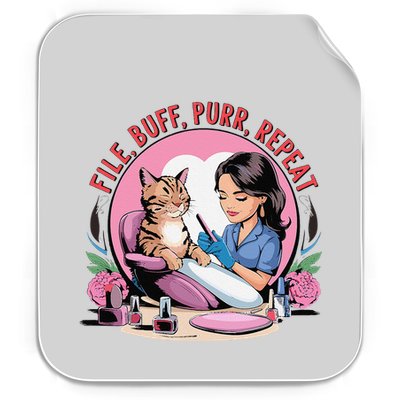 Funny Nail Tech Cat Lover File Buff Purr Repeat Permanent Decal Sticker