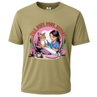 Funny Nail Tech Cat Lover File Buff Purr Repeat Cooling Performance Crew T-Shirt