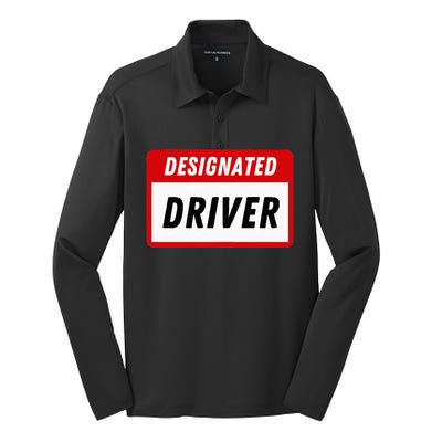 Funny Name Tag Designated Driver Adult Party Drinking Tee Silk Touch Performance Long Sleeve Polo