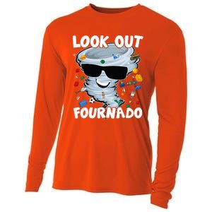 Four Nado Tornado 4th Birthday Party Theme IM 4 Years Old Cooling Performance Long Sleeve Crew