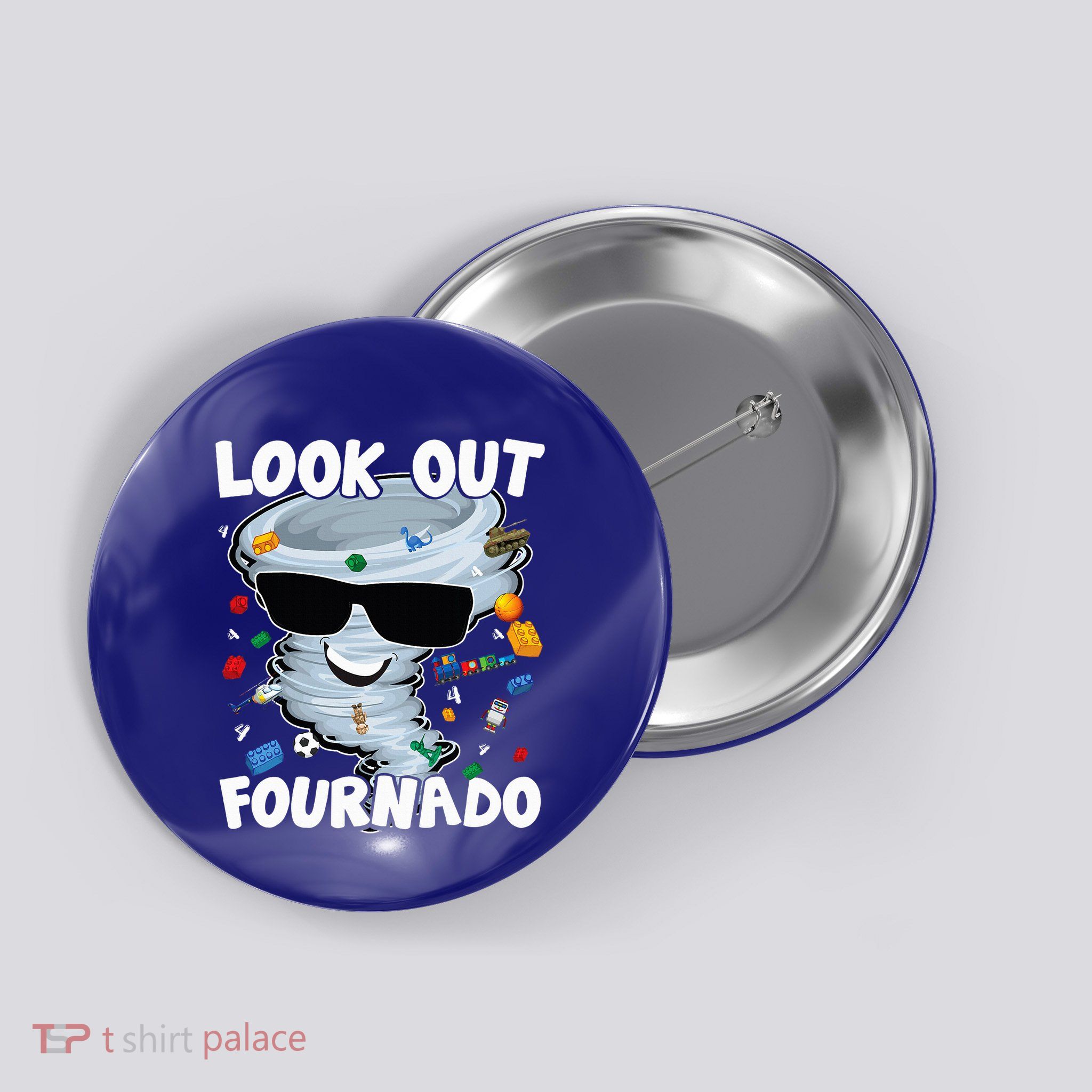 Four Nado Tornado 4th Birthday Party Theme IM 4 Years Old Button