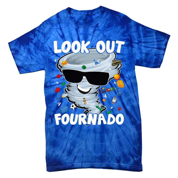 Four Nado Tornado 4th Birthday Party Theme IM 4 Years Old Tie-Dye T-Shirt