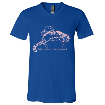 Feels Nice To Be Kneaded Cat Mom And Son Kitten Motherhood V-Neck T-Shirt