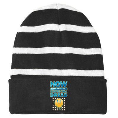 Funny Now Thats What I Call Existential Dread Striped Beanie with Solid Band