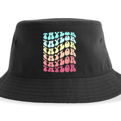 First Name T.AYLOR Groovy Personalized Birthday Gifts Sustainable Bucket Hat
