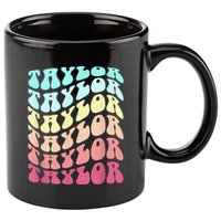 First Name T.AYLOR Groovy Personalized Birthday Gifts 11oz C Handle Ceramic Mug
