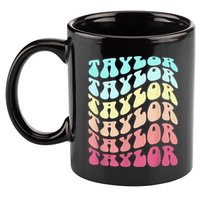 First Name T.AYLOR Groovy Personalized Birthday Gifts 11oz C Handle Ceramic Mug