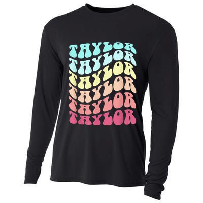 First Name T.AYLOR Groovy Personalized Birthday Gifts Cooling Performance Long Sleeve Crew