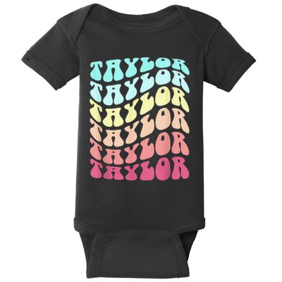 First Name T.AYLOR Groovy Personalized Birthday Gifts Baby Bodysuit