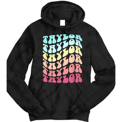First Name T.AYLOR Groovy Personalized Birthday Gifts Tie Dye Hoodie
