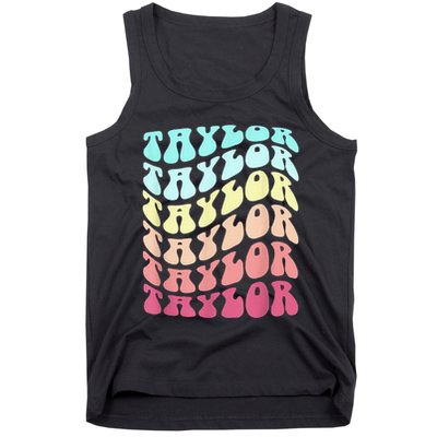 First Name T.AYLOR Groovy Personalized Birthday Gifts Tank Top