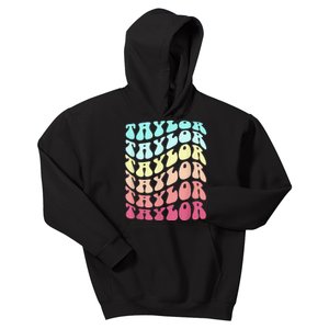 First Name T.AYLOR Groovy Personalized Birthday Gifts Kids Hoodie