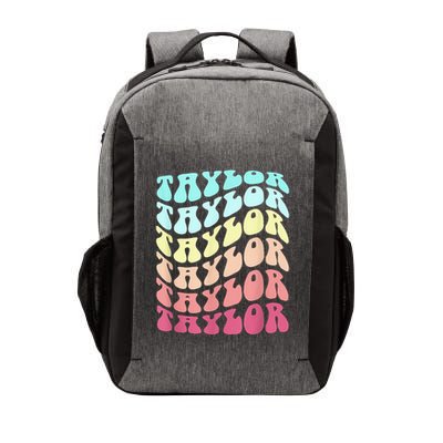 First Name T.AYLOR Groovy Personalized Birthday Gifts Vector Backpack