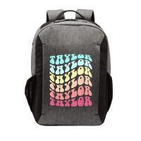 First Name T.AYLOR Groovy Personalized Birthday Gifts Vector Backpack