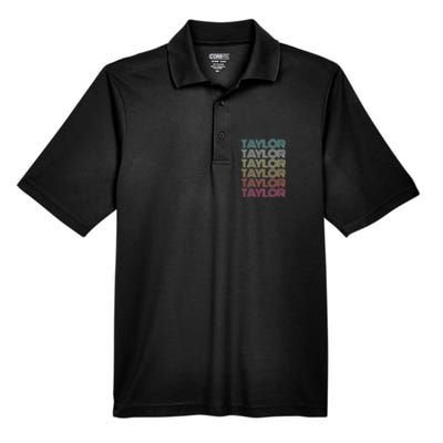 First Name Taylor Girl Boy Retro Personalized Groovy 80S Men's Origin Performance Pique Polo