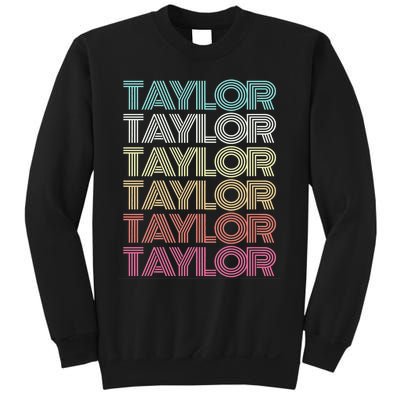 First Name Taylor Girl Boy Retro Personalized Groovy 80S Sweatshirt