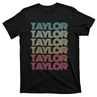 First Name Taylor Girl Boy Retro Personalized Groovy 80S T-Shirt