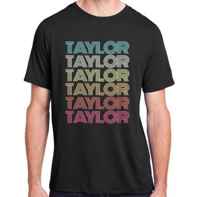 First Name Taylor Girl Boy Retro Personalized Groovy 80S Adult ChromaSoft Performance T-Shirt