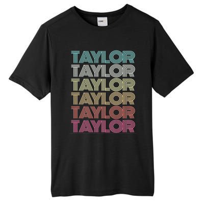 First Name Taylor Girl Boy Retro Personalized Groovy 80S Tall Fusion ChromaSoft Performance T-Shirt