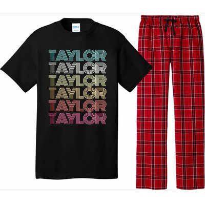 First Name Taylor Girl Boy Retro Personalized Groovy 80S Pajama Set